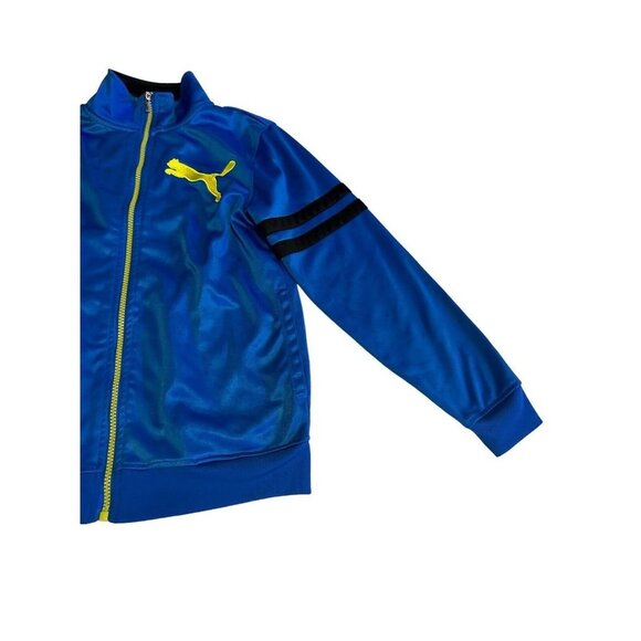 Puma Track Jacket Blue Yellow Logo Boys Size Medium - Picture 4 of 10
